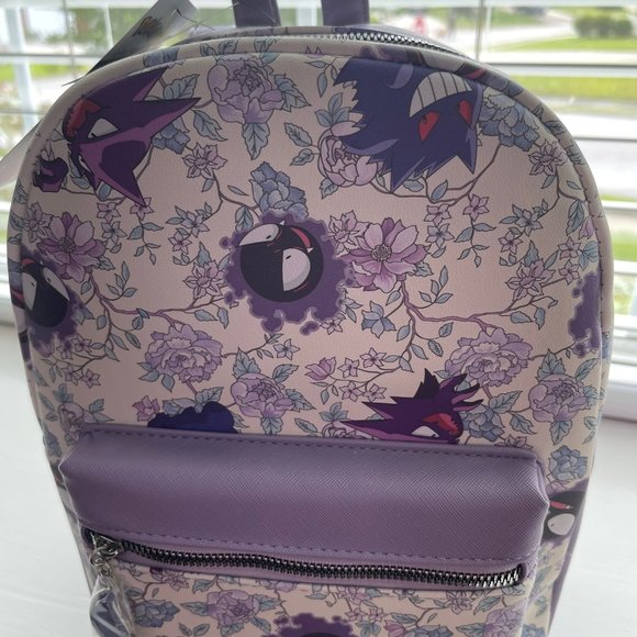 New Bioworld Pokemon Ghost Type Ghastly, Haunter, Gengar Floral Mini Backpack